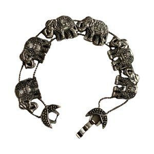 Elephant & Rhinestone Slider Charm Bracelet - 7.25